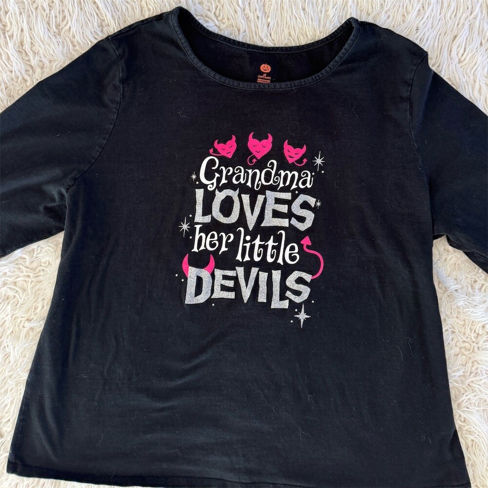 Womens Plus Size 3XL Halloween Grandma Loves Her Little Devils T-Shirt
